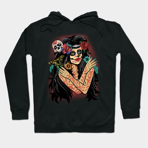 Day of the Dead Girl Santa Muerte Hoodie by LunaElizabeth